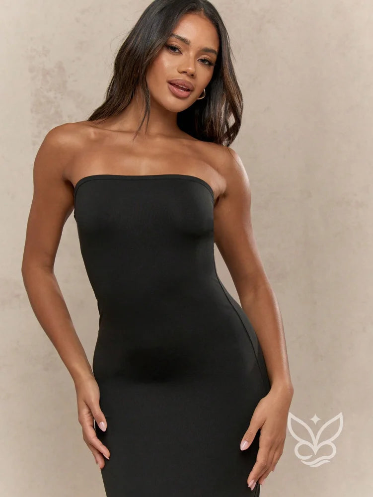 Vestido Longo Tubinho Com Fenda Nas Costas E Caimento Ajustado Café / PP Vestido Longo Tubinho Com Fenda Nas Costas E