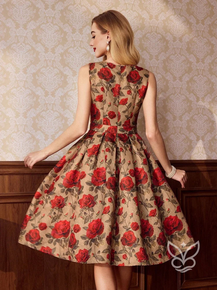 Vestido Midi Floral com Modelagem Godê Sofisticada Vestido Midi Floral com Modelagem Godê Sofisticada