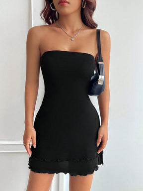 Vestido Tomara Que Caia Assimétrico Com Franja E Fenda