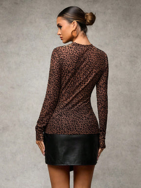 Blusa Tule Com Estampa Animal E Transparência Sem Bojo