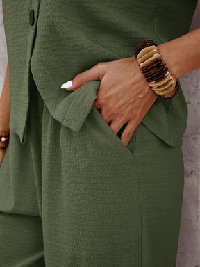 Conjunto Loungewear De Viscose Com Botões Laterais E Calça Jogger