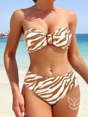 Biquíni Animal Print Com Bojo E Cintura Alta Biquíni Animal Print Com Bojo E Cintura Alta