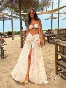 Biquíni Bandeau Com Saída Saia Praia Damasco / PP Biquíni Bandeau Com Saída Saia Praia