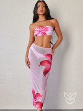 Biquíni Bandeau Triângulo Com Saída Saia Longa Rosa Chiclete / PP Biquíni Bandeau Triângulo Com Saída Saia Longa