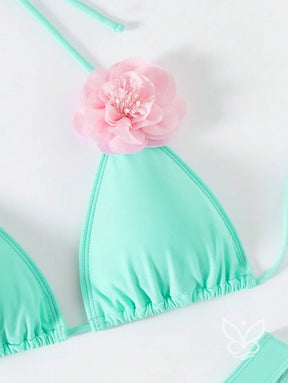 Biquíni Cortininha Com Flores 3D Aplicadas Biquíni Cortininha Com Flores 3D Aplicadas