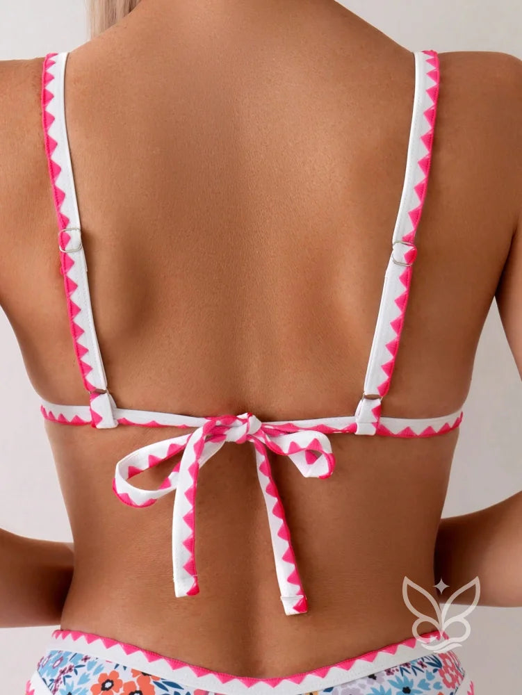 Biquíni Faixa Estampado Com Acabamento Zig Zag Biquíni Faixa Estampado Com Acabamento Zig Zag