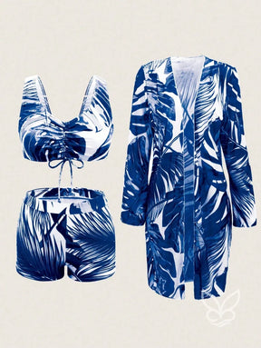 Biquíni Halter Com Amarração Frontal Cheeky E Kimono Biquíni Halter Com Amarração Frontal Cheeky E Kimono