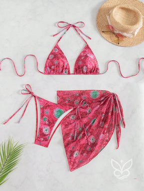 Biquíni Halter Com Amarração Lateral E Saída Sarong Biquíni Halter Com Amarração Lateral E Saída Sarong