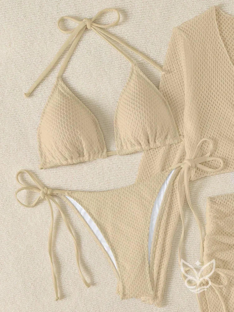 Biquíni Halter Com Saída Manga Longa E Saia Midi Biquíni Halter Com Saída Manga Longa E Saia Midi