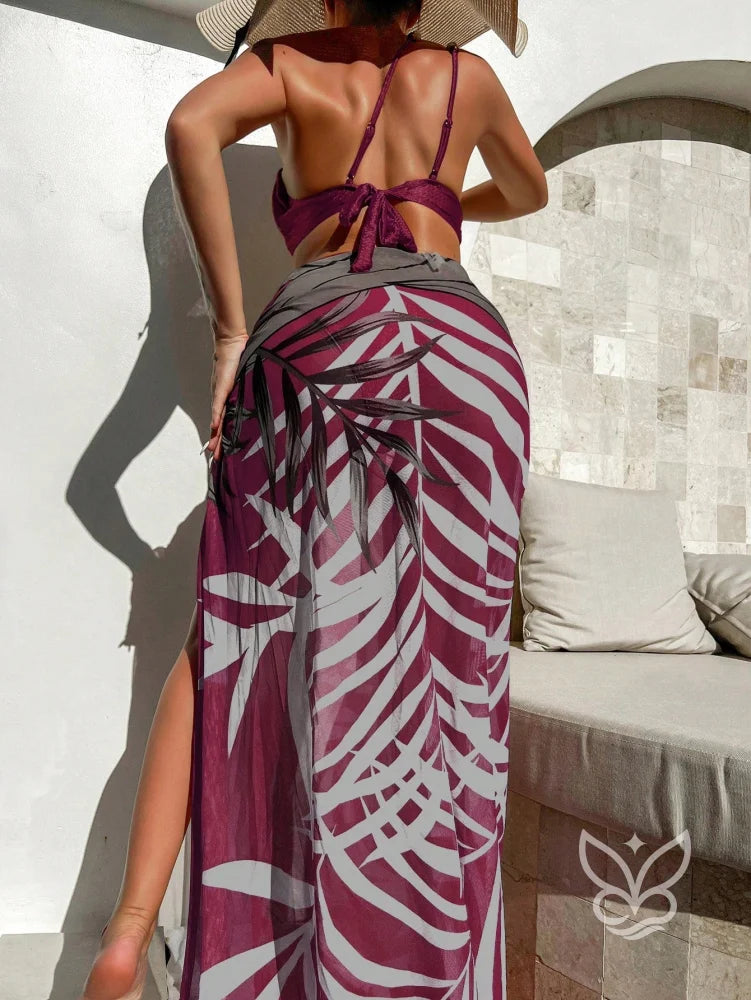 Biquíni Halter Com Top Separado E Saída Saia Praia Biquíni Halter Com Top Separado E Saída Saia Praia