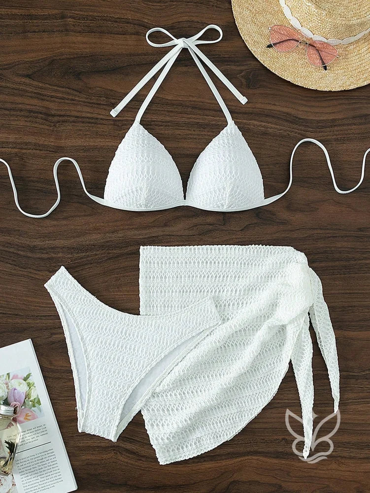 Biquíni Halter Sexy Com Saída Saia Praia Biquíni Halter Sexy Com Saída Saia Praia