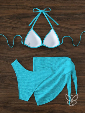 Biquíni Halter Sexy Com Saída Saia Praia Biquíni Halter Sexy Com Saída Saia Praia