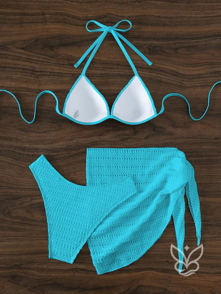 Biquíni Halter Sexy Com Saída Saia Praia Biquíni Halter Sexy Com Saída Saia Praia