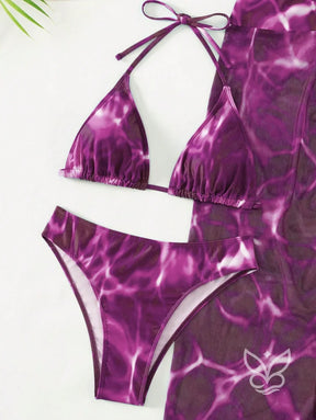 Biquíni Halter Triângulo Com Saída Saia Tie Dye Biquíni Halter Triângulo Com Saída Saia Tie Dye