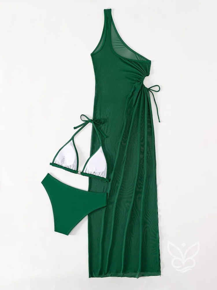 Biquíni Halter Triângulo Cutout Lateral Com Saída Vestido Biquíni Halter Triângulo Cutout Lateral Com Saída Vestido