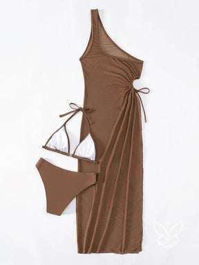 Biquíni Halter Triângulo Cutout Lateral Com Saída Vestido Biquíni Halter Triângulo Cutout Lateral Com Saída Vestido