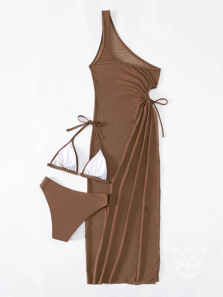 Biquíni Halter Triângulo Cutout Lateral Com Saída Vestido Biquíni Halter Triângulo Cutout Lateral Com Saída Vestido
