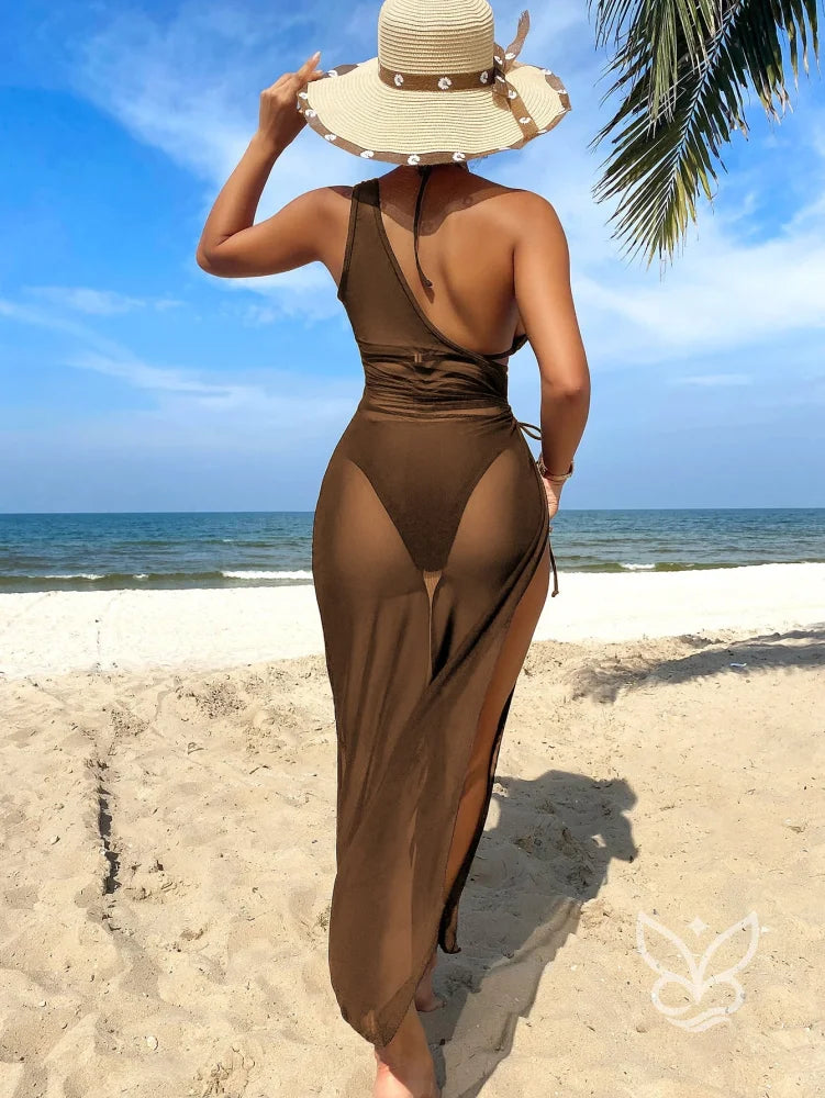 Biquíni Halter Triângulo Cutout Lateral Com Saída Vestido Biquíni Halter Triângulo Cutout Lateral Com Saída Vestido