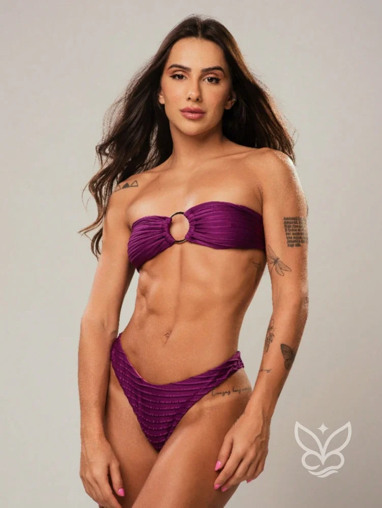 Biquíni Tomara Que Caia Texturizado Com Argola Roxo / PP Biquíni Tomara Que Caia Texturizado Com Argola