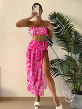 Biquíni Top Cami Cintura Alta Com Saia Praia Rosa / PP Biquíni Top Cami Cintura Alta Com Saia Praia