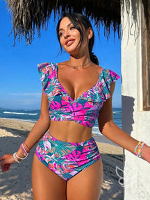 Biquíni Top Cropped Halter Com Cintura Alta Modeladora Azul / PP Biquíni Top Cropped Halter Com Cintura Alta Modeladora