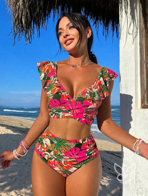 Biquíni Top Cropped Halter Com Cintura Alta Modeladora Rosa Pink / PP Biquíni Top Cropped Halter Com Cintura Alta