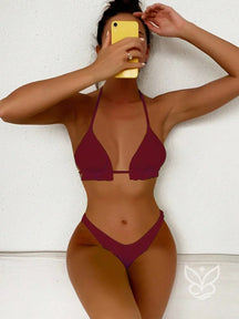 Biquíni Triângulo Com Babado Na Base Do Top Vinho / PP Biquíni Triângulo Com Babado Na Base Do Top