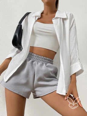 Blusa Camisa Oversized com Manga Longa Dobrada Blusa Camisa Oversized com Manga Longa Dobrada