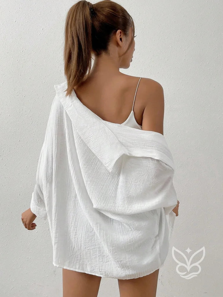 Blusa Camisa Oversized com Manga Longa Dobrada Blusa Camisa Oversized com Manga Longa Dobrada