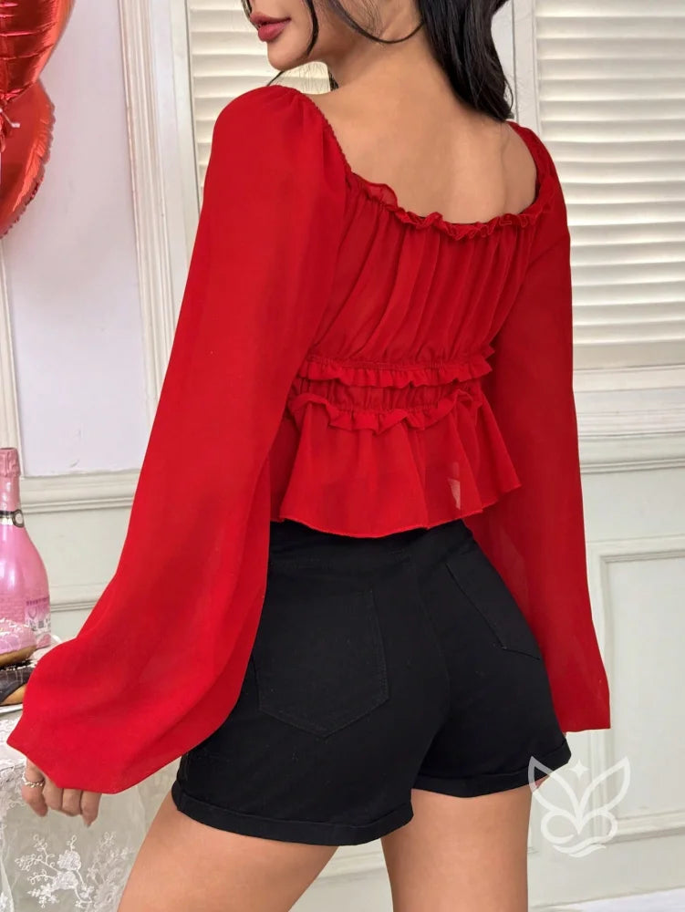 Blusa Ciganinha com Franzido no Busto e Manga Longa Blusa Ciganinha com Franzido no Busto e Manga Longa