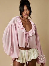 Blusa Com Gola Victoriana Babados E Mangas Bufantes Rosa Chiclete / PP Blusa Com Gola Victoriana Babados E Mangas