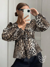 Blusa Com Laços Frontais E Manga Bufante Romântica Estampa 1 / PP Blusa Com Laços Frontais E Manga Bufante Romântica