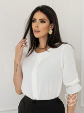 Blusa com Manga Bufante e Pregas Delicadas Branco / PP Blusa com Manga Bufante e Pregas Delicadas