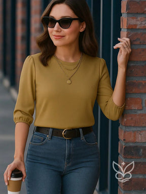 Blusa com Manga Princesa e Caimento Estruturado Blusa com Manga Princesa e Caimento Estruturado