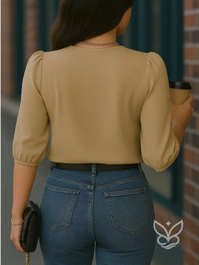 Blusa com Manga Princesa e Caimento Estruturado Blusa com Manga Princesa e Caimento Estruturado