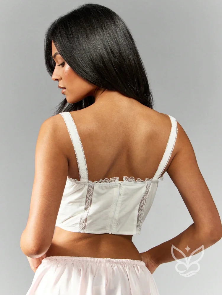 Blusa Corset Estilo Vintage Com Renda E Detalhes Estruturados Blusa Corset Estilo Vintage Com Renda E Detalhes