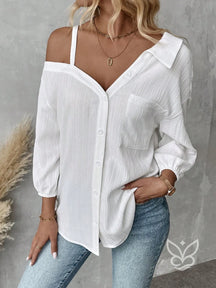 Blusa de Botão com Caimento Solto e Alça Fina Branco / PP Blusa de Botão com Caimento Solto e Alça Fina