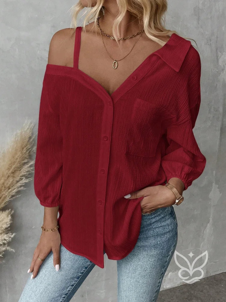 Blusa de Botão com Caimento Solto e Alça Fina Fúcsia / PP Blusa de Botão com Caimento Solto e Alça Fina
