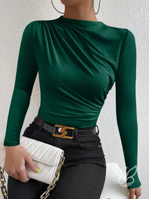 Blusa de Manga Longa com Drapeado Lateral Branco / P Blusa de Manga Longa com Drapeado Lateral