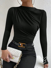 Blusa de Manga Longa com Drapeado Lateral Preto / P Blusa de Manga Longa com Drapeado Lateral