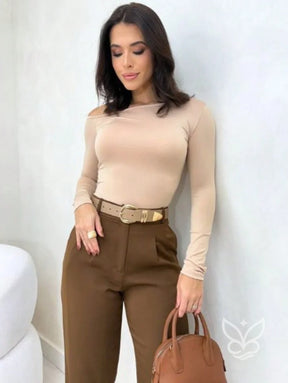 Blusa de Um Ombro Só com Manga Longa Justa Blusa de Um Ombro Só com Manga Longa Justa