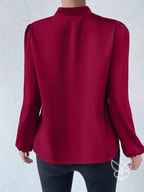 Blusa Em Cetim Com Gola Chinesa E Manga Bufante Blusa Em Cetim Com Gola Chinesa E Manga Bufante