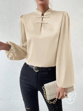 Blusa Em Cetim Com Gola Chinesa E Manga Bufante Damasco / PP Blusa Em Cetim Com Gola Chinesa E Manga Bufante