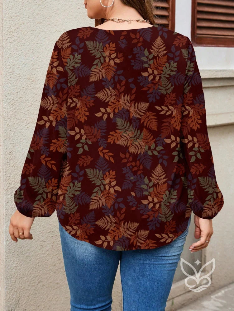 Blusa Floral Vintage Manga Longa Decote V Blusa Floral Vintage Manga Longa Decote V