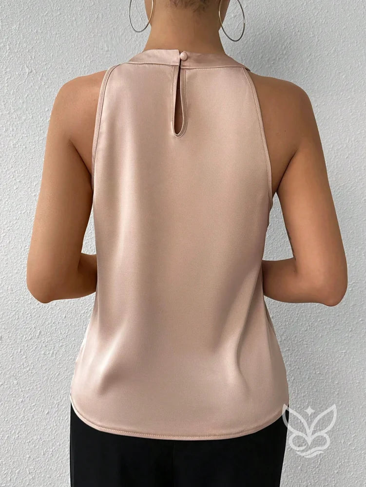 Blusa Frente Única Em Cetim Com Drapeado Sofisticado Blusa Frente Única Em Cetim Com Drapeado Sofisticado