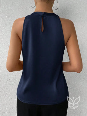 Blusa Frente Única Em Cetim Com Drapeado Sofisticado Blusa Frente Única Em Cetim Com Drapeado Sofisticado