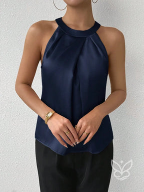 Blusa Frente Única Em Cetim Com Drapeado Sofisticado Blusa Frente Única Em Cetim Com Drapeado Sofisticado