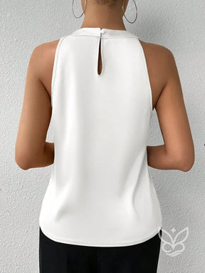 Blusa Frente Única Em Cetim Com Drapeado Sofisticado Blusa Frente Única Em Cetim Com Drapeado Sofisticado
