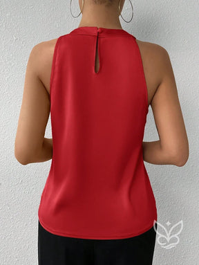 Blusa Frente Única Em Cetim Com Drapeado Sofisticado Blusa Frente Única Em Cetim Com Drapeado Sofisticado