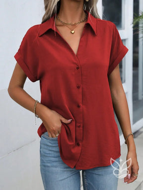 Blusa Gola Lapela Com Manga Morcego Curta Blusa Gola Lapela Com Manga Morcego Curta